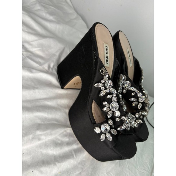 Miu Miu crystal black satan platform size 39 - Picture 2 of 9